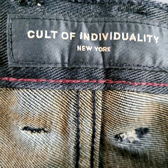 Cult of Individuality Mens Stilt Skinny Black Distressed Rip Denim Jeans 29x33 - Picture 2 of 11